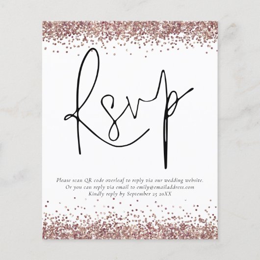 Papier Budget Rose Gold Parties scintillant QR Code Weddi (Devant)