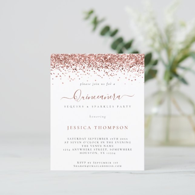 Papier BUDGET Rose  Gold Parties scintillant Quinceañera  (Debout devant)