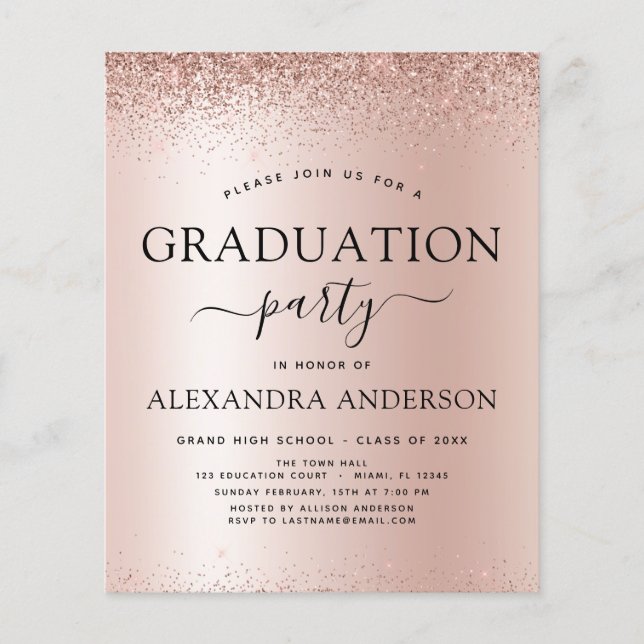 Papier Budget Rose Gold Pink 2023 Parties scintillant de  (Devant)