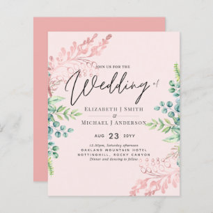 Papier BUDGET Rose Gold Sage Eucalyptus Invitations de ve