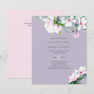Papier BUDGET rose Magnolias Eucalyptus Lavender Mariage