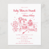 Papier Budget Rose main tiré fille Baby shower Brunch (Devant)