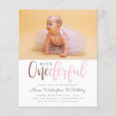 Papier Budget rose Miss Onederful Photo 1er anniversaire (Devant)