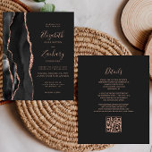 Papier Budget Rose noir Or Agate Dark QR Code Mariage