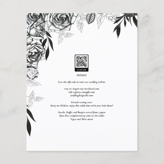 Papier Budget Rose noir PHOTO OVERLAY Mariage Invitation (Dos)