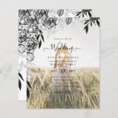 Papier Budget Rose noir PHOTO OVERLAY Mariage Invitation (Devant / Derrière)