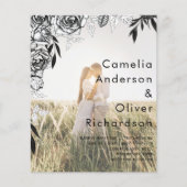 Papier Budget Rose noir PHOTO OVERLAY Mariage Invitation (Devant)