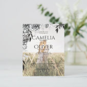 Papier Budget Rose noir PHOTO OVERLAY Mariage Invitation (Debout devant)