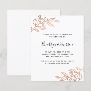 Papier BUDGET Rose or Botanique moderne Mariage