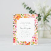 Papier Budget Rose Orange Floral Couples Invitation douch (Debout devant)