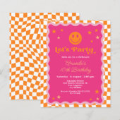 Papier Budget Rose Orange Joyeux Visage Wavy Anniversaire (Devant / Derrière)