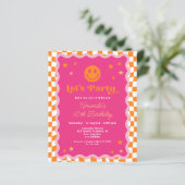 Papier Budget Rose Orange Joyeux Visage Wavy Anniversaire (Debout devant)