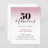 Papier Budget Rose Parties scintillant 50 & Fabuleux Invi (Devant / Derrière)