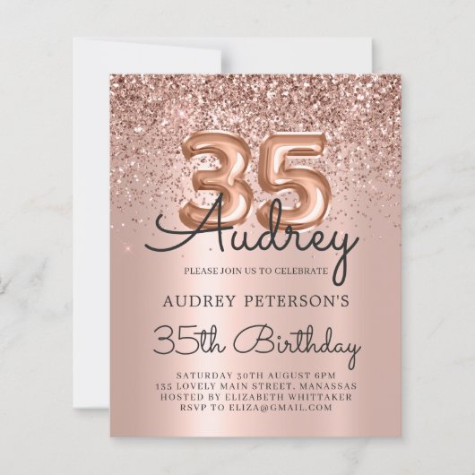 Papier Budget Rose Parties scintillant d'or 35e anniversa (Devant)