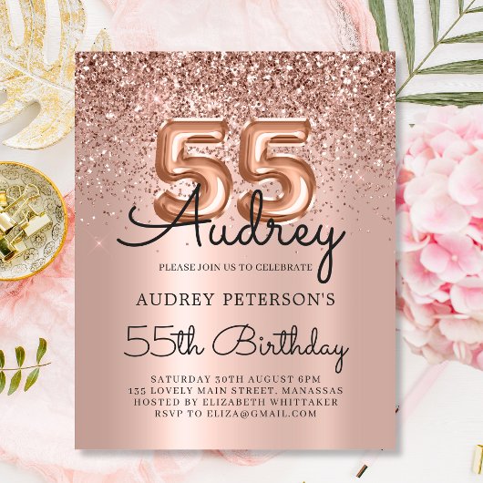 Papier Budget Rose Parties scintillant d'or 55e anniversa