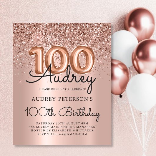 Papier Budget Rose Parties scintillant or 100e anniversai