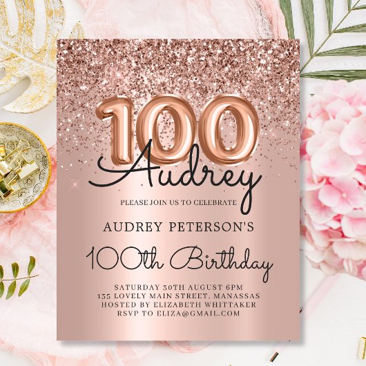 Papier Budget Rose Parties scintillant or 100e anniversai