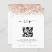 Papier Budget Rose Parties scintillant or QR Code Mariage (Devant / Derrière)