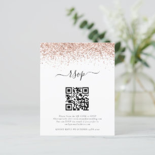 Papier Budget Rose Parties scintillant or QR Code Mariage