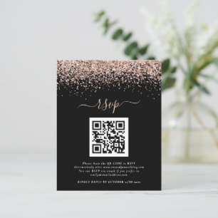 Papier Budget Rose Parties scintillant or QR Noir Mariage