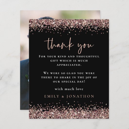 Papier Budget Rose Parties scintillant photo Mariage noir (Devant / Derrière)