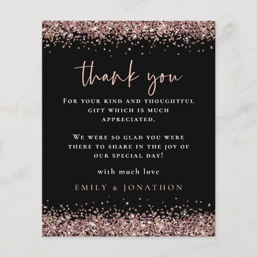 Papier Budget Rose Parties scintillant photo Mariage noir (Devant)