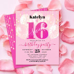 Papier Budget Rose Parties scintillant Sweet 16 Ballons I<br><div class="desc">"Bonne Douce 16". Faites-nous parvenir cette invitation de fête unique, simple, festive, moderne et personnalisée pour un événement à retenir. La typographie grasse, graphique, noire et manuscrite recouvre une parties scintillant rose chaud "16", des ballons rose vif et des lampes à cordes brillantes d'or sur un arrière - plan rose...</div>