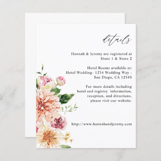 Papier Budget Rose & Pêche Floral & Verdure Détails (Devant / Derrière)