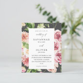 Papier Budget Rose & Pêche Floral & Vert Mariage Gris (Debout devant)