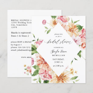 Papier Budget Rose & Pêche Florale & Fête des mariées ver