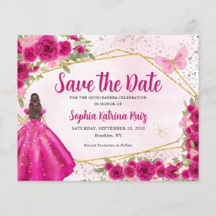 Papier Budget Rose Princesse Quinceañera Enregistrer la d