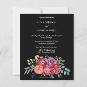Papier Budget Rose & Prune Floral Tropical Noir 2 Mariage
