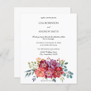 Papier Budget rose & prune Tropical Floral Blanc 2 Mariag