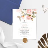 Papier Budget Rose rose et vert Baptême Invitation