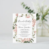 Papier Budget Rose Rose Floral Brunch Bubbly Invitation (Debout devant)