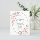 Papier Budget Rose Rose Floral Première Communion Invitat (Debout devant)