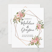 Papier BUDGET Rose Rose Gold Frame Faire-part de mariage (Devant / Derrière)