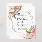 Papier BUDGET Rose Rose Gold Frame Faire-part de mariage (Devant / Derrière)