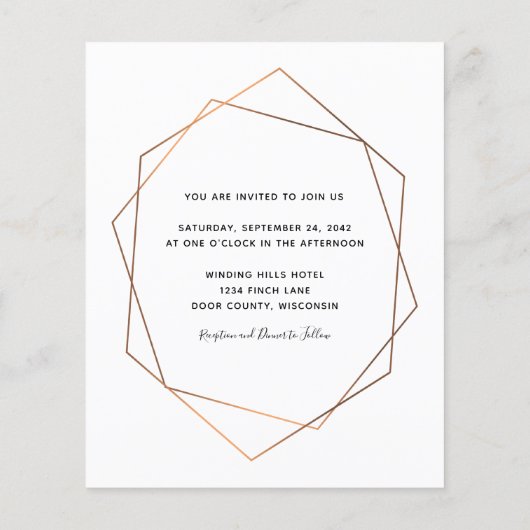 Papier BUDGET Rose Rose Gold Frame Faire-part de mariage (Dos)