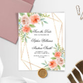 Papier Budget Rose Rose & Or Cadre Enregistrer La Date