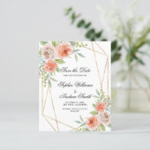 Papier Budget Rose Rose & Or Cadre Enregistrer La Date (Debout devant)