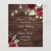 Papier BUDGET Rose Rouge Bois Rustique Enregistrer La Dat (Devant)