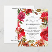 Papier Budget Rose rouge & rose florale 2 Mariage (Devant / Derrière)