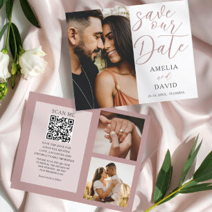 Papier Budget Rose Save Our Date Photo Mariage