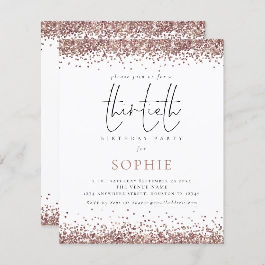 Papier Budget Rose tendance Parties scintillant or 30e In (Devant / Derrière)