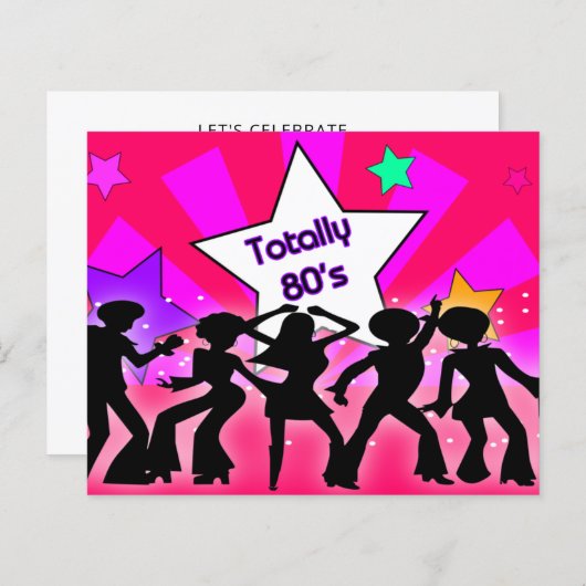 Papier Budget rose Totalement 80's Retro Party Invitation (Devant / Derrière)