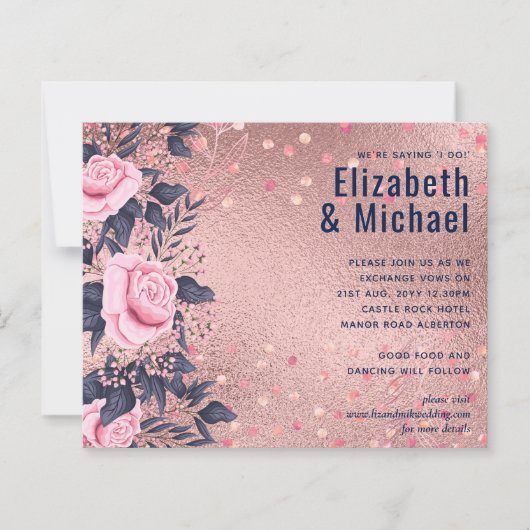 Papier BUDGET Rosegold Bleu rose MARIAGE Fille Glam (Devant)