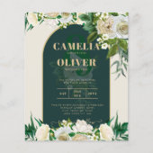Papier BUDGET Roses Blanches Forêt Verte Mariage d'Hiver (Devant)