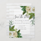 Papier BUDGET ROSES BLANCHES Invitations MARIAGE CHIC (Devant / Derrière)