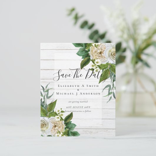 Papier BUDGET ROSES BLANCHES Invitations MARIAGE CHIC (Debout devant)